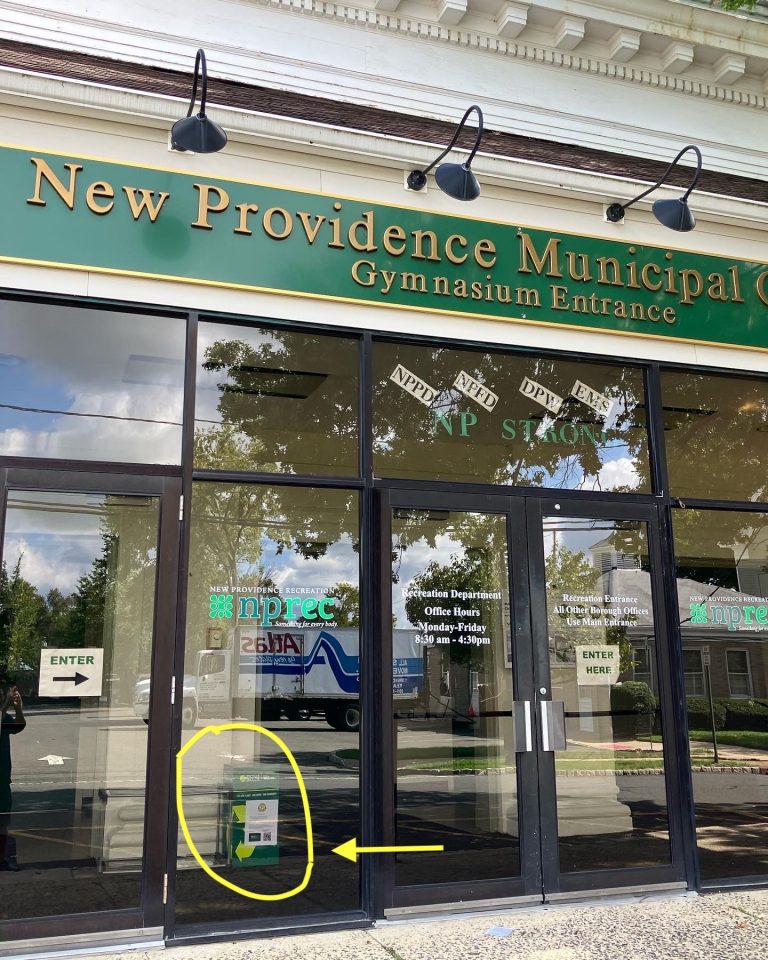 Tennis ball recycle bins at New Providence Municipal Entrance and NP Rec Center entrance