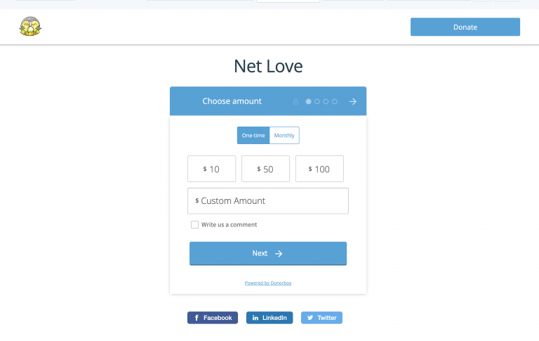Net Love can now receive donations online